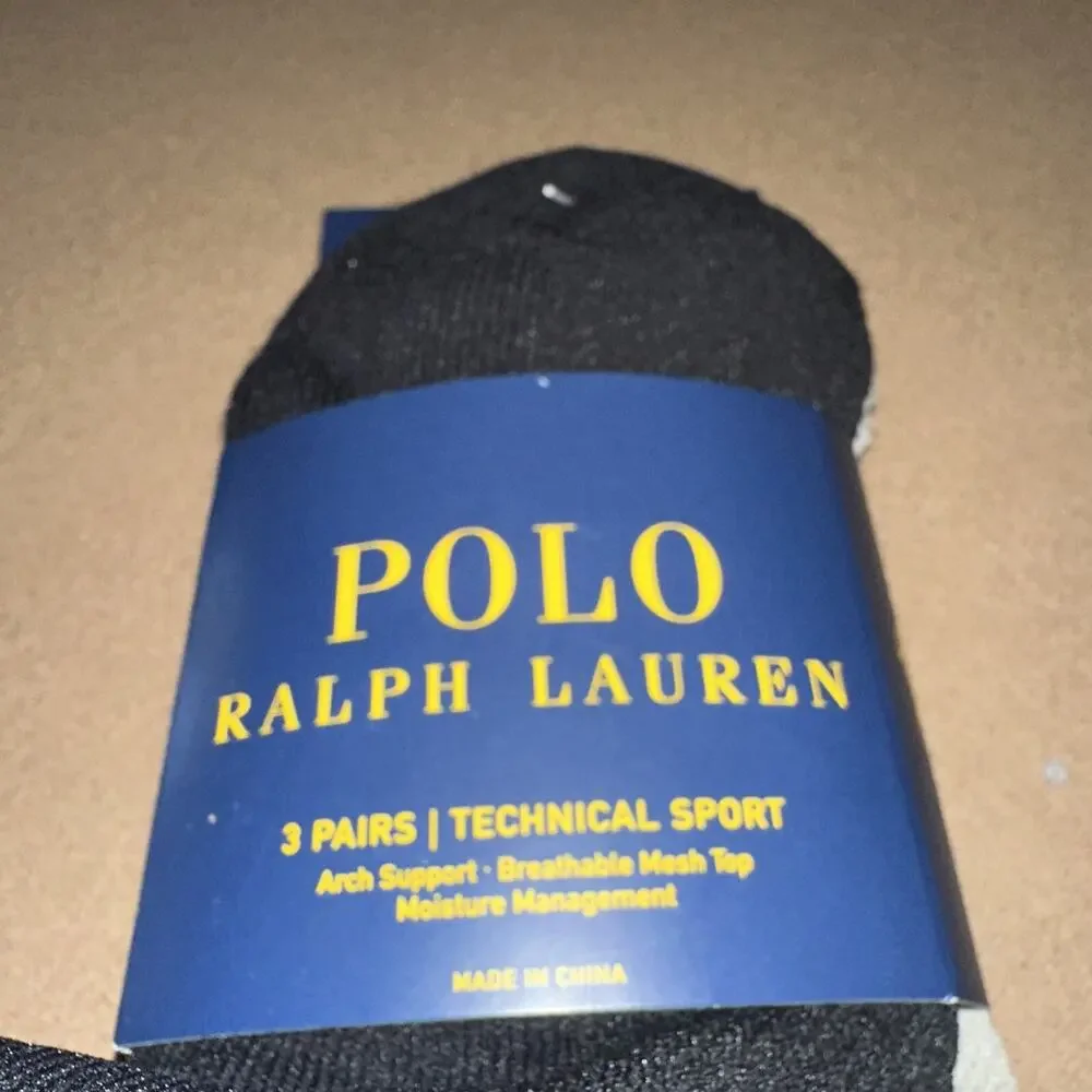 Polo Ralph Lauren Technical Sport Ultralight Quarter Socks 10-13 3 Pack Assorted